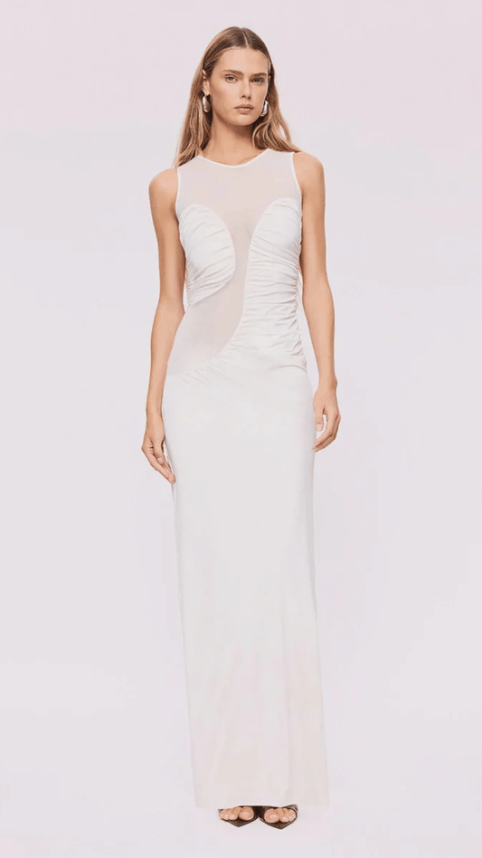 Marjo Sleeveless Midi Dress-White