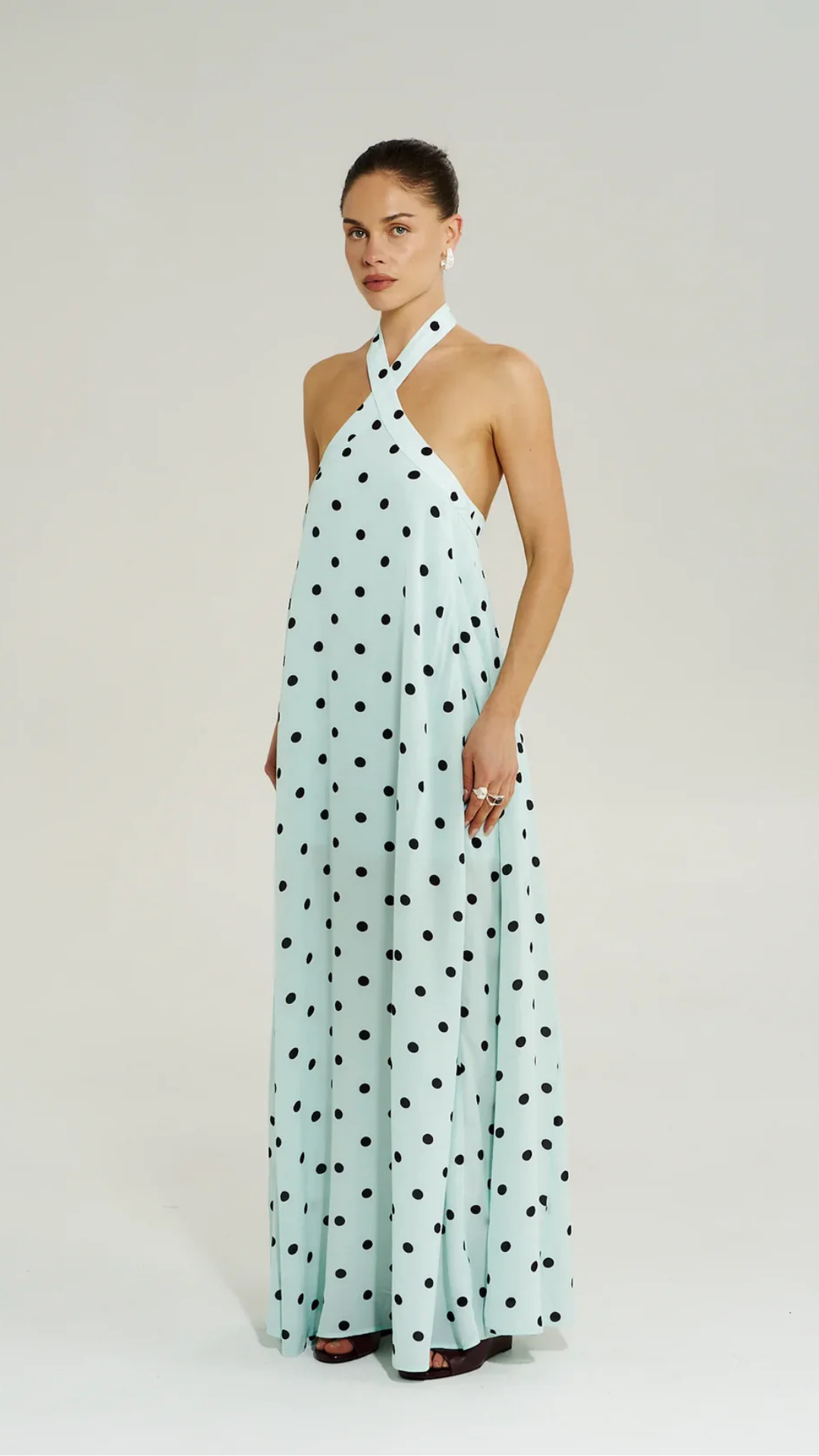 CROSS OVER HALTER MAXI DRESS