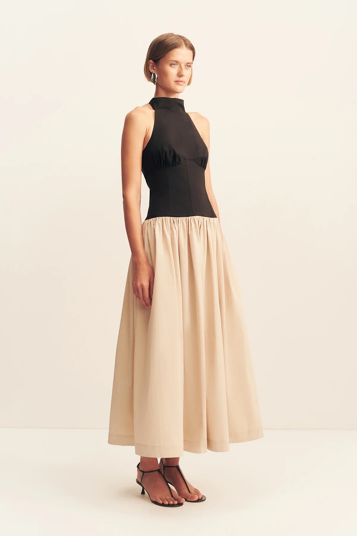 Campbell Contrast Halter Neck Midi Dress
