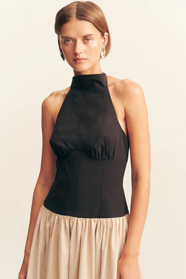 Campbell Contrast Halter Neck Midi Dress