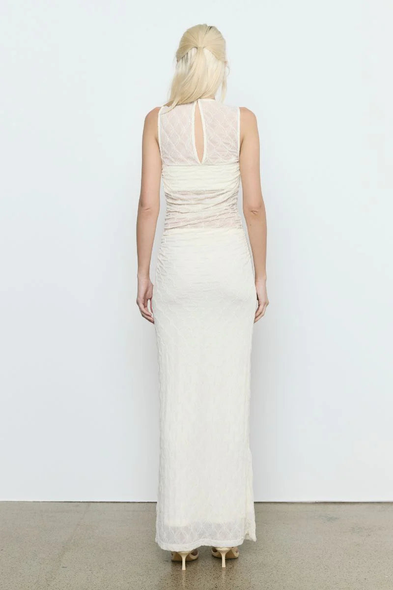 VENUS COWL MESH DRESS - CREAM