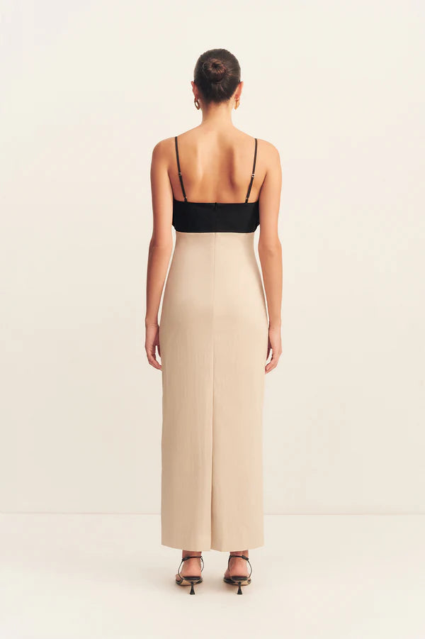 Cambell  Bubble Bodice Midi Dress - Oat Milk