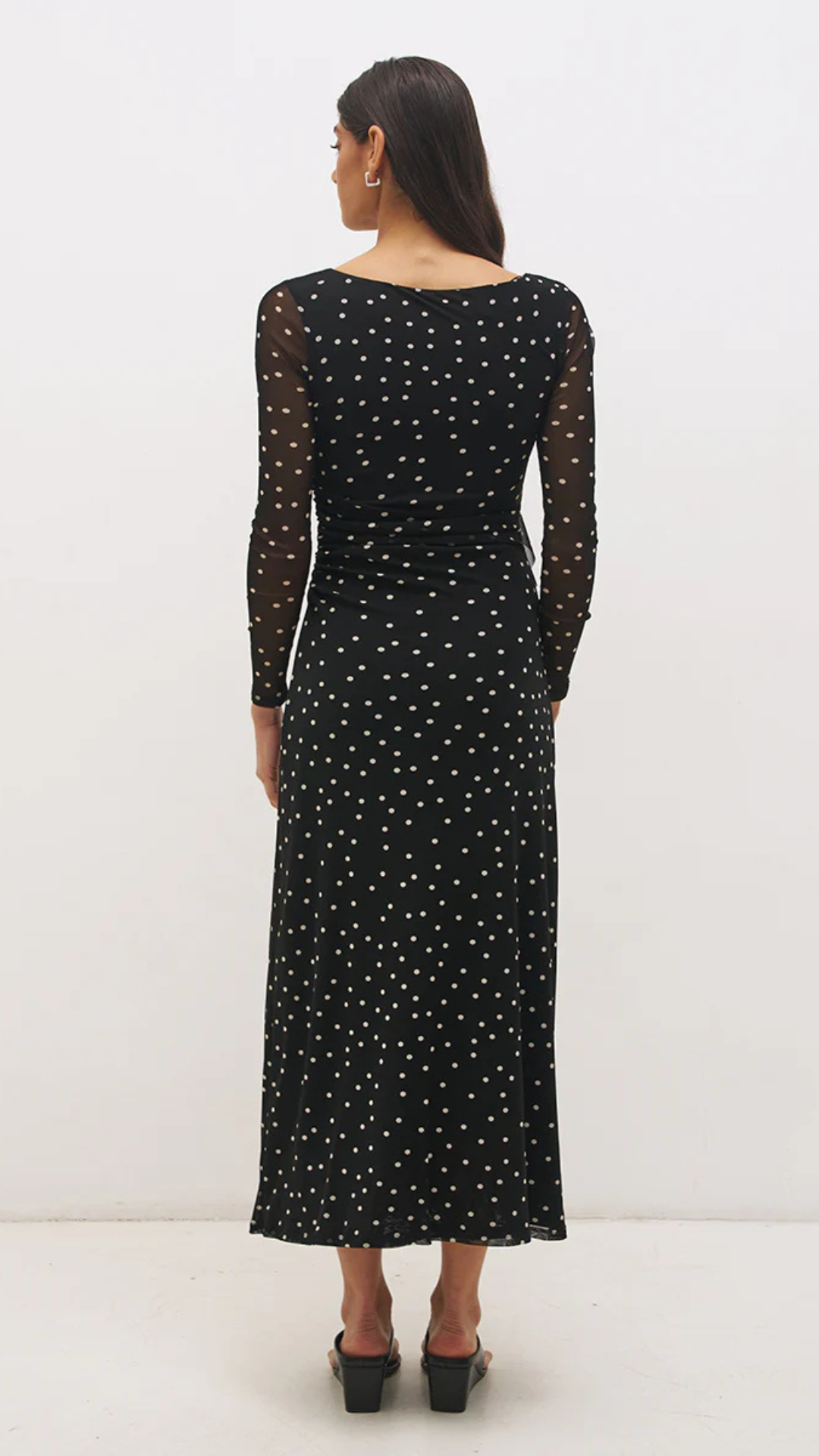 Vesper Spot Long Sleeve Dress Black Base Polka Dot