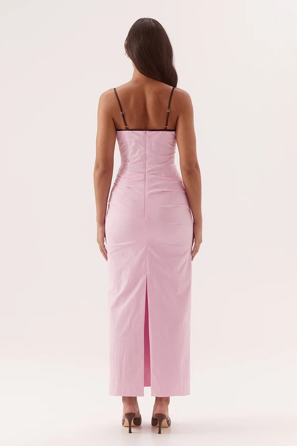 BRITTA DRESS - PEONY/CHOC