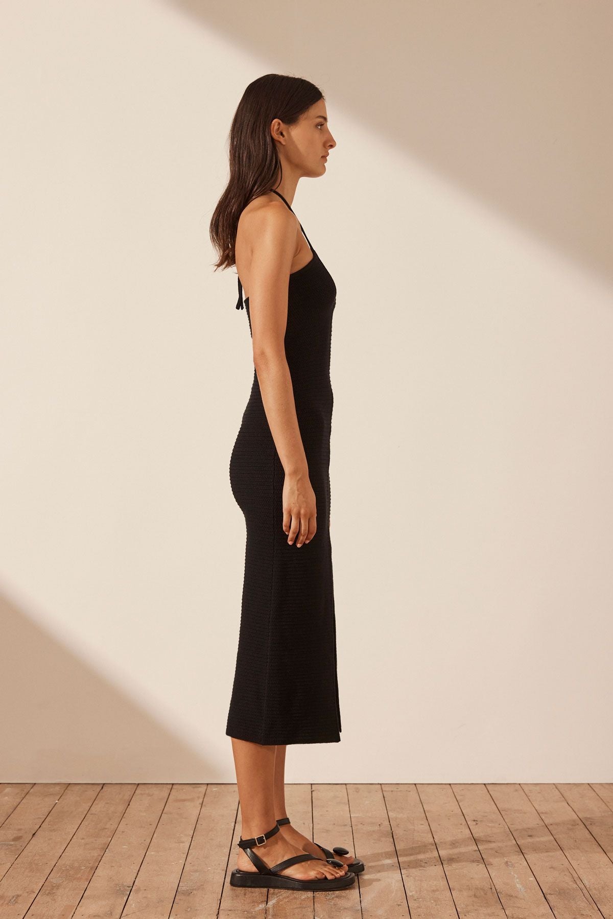 EVE KEYHOLE MIDI DRESS BLACK