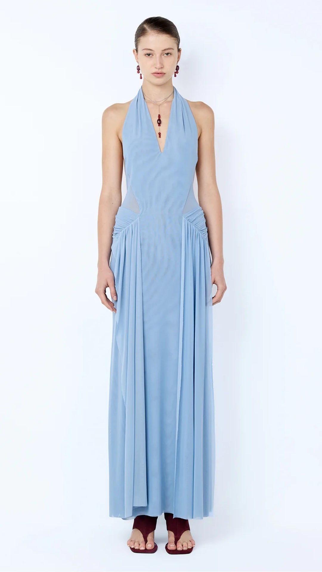 Juniper Halter Maxi Dress in Denim Blue