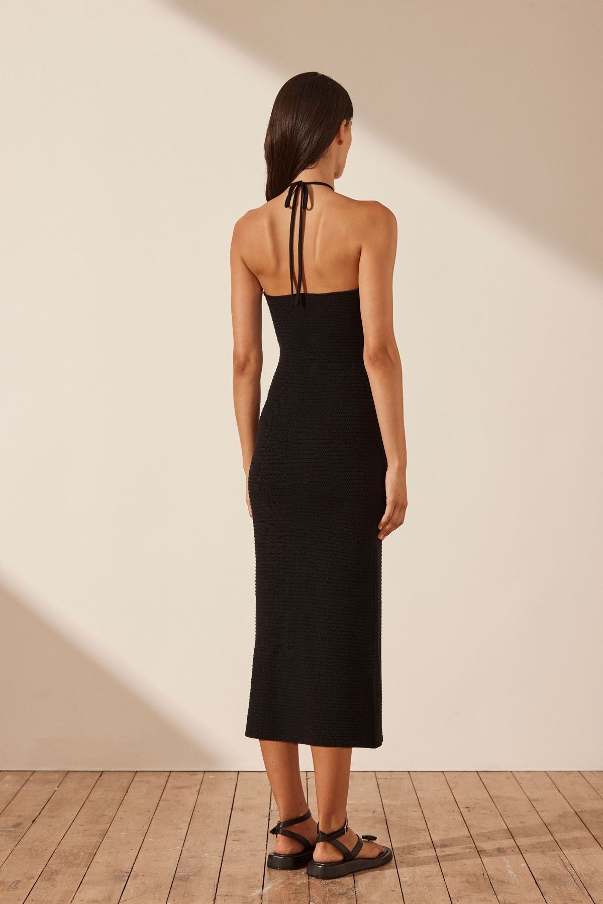 EVE KEYHOLE MIDI DRESS BLACK