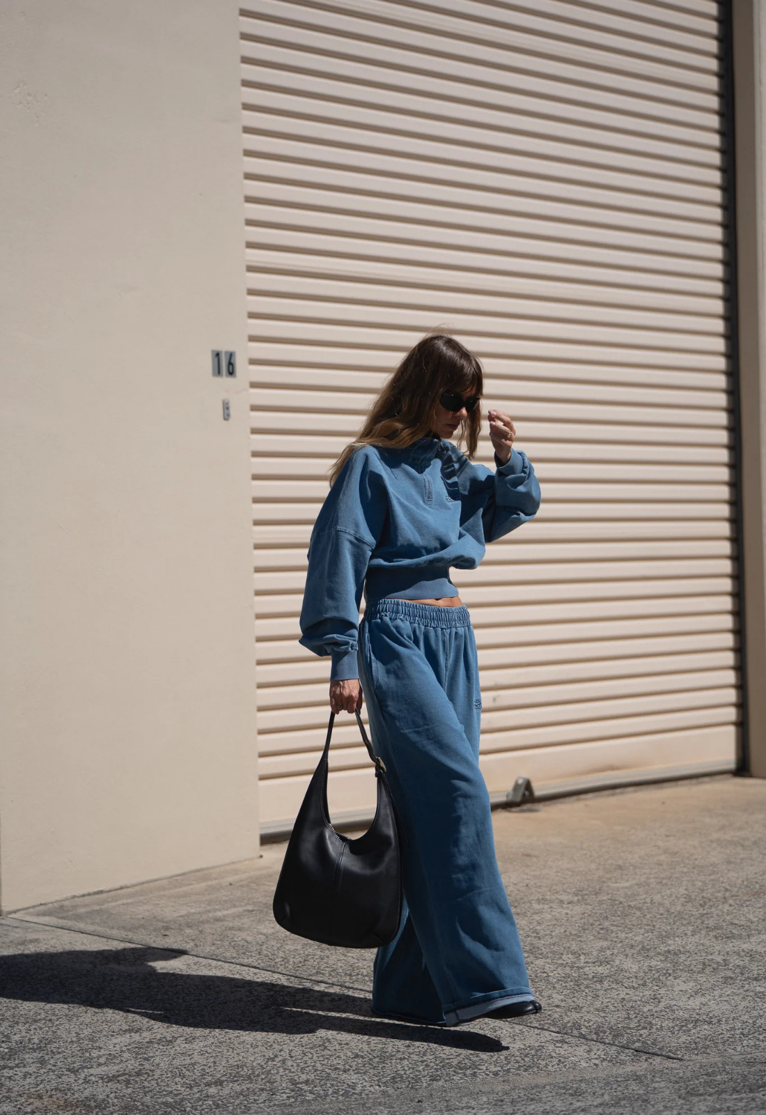 1/4 ZIP CROP JUMPER - DENIM BLUE