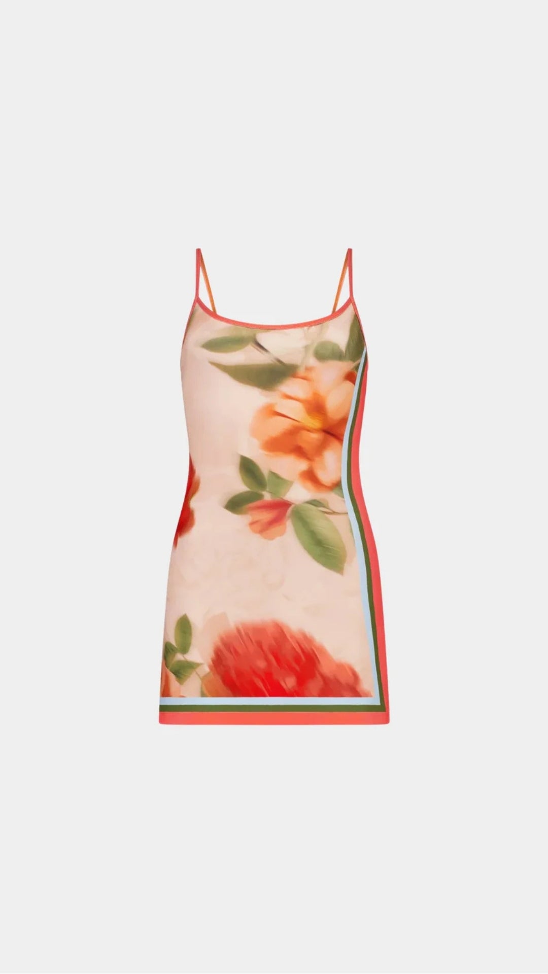 Fitted  Mini Dress Peach Floral