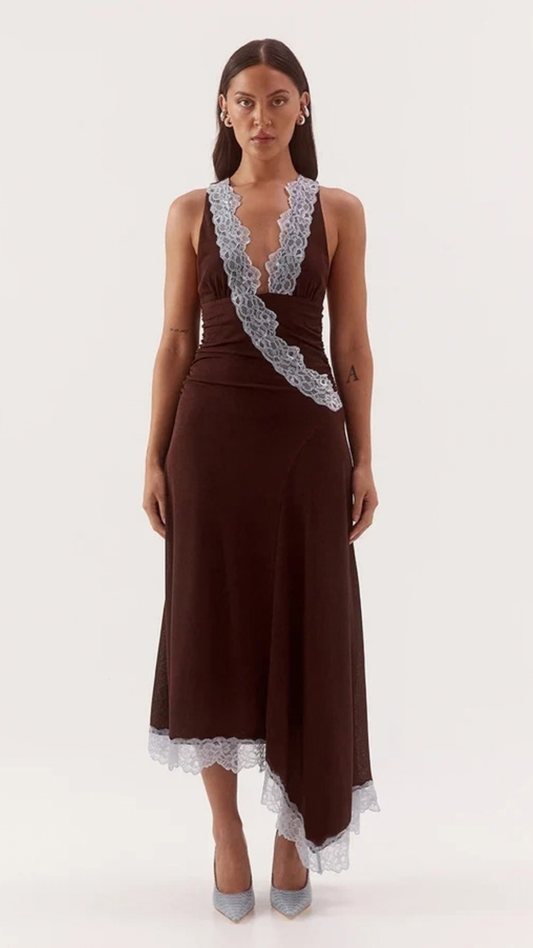 HARLOW DRESS - CHOC/SKY