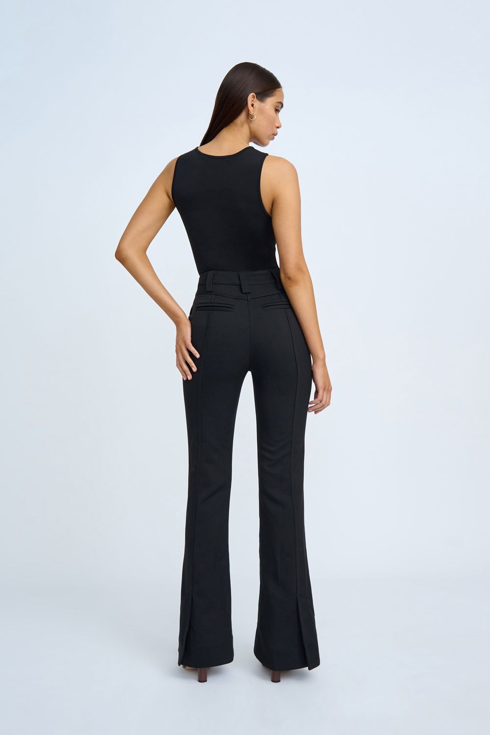 LUCIANA FLARE TROUSER PANT-BLACK