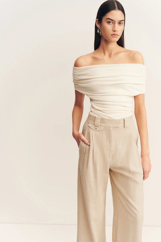 NEWMAN HIGHWASTED TAILORED PANT - PARCHMENT