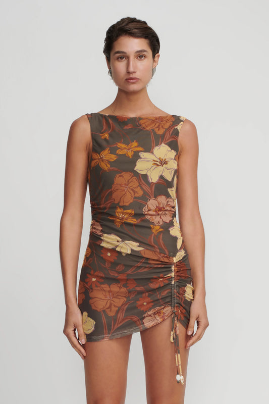 ALBA MINI DRESS - MOSS FLORAL