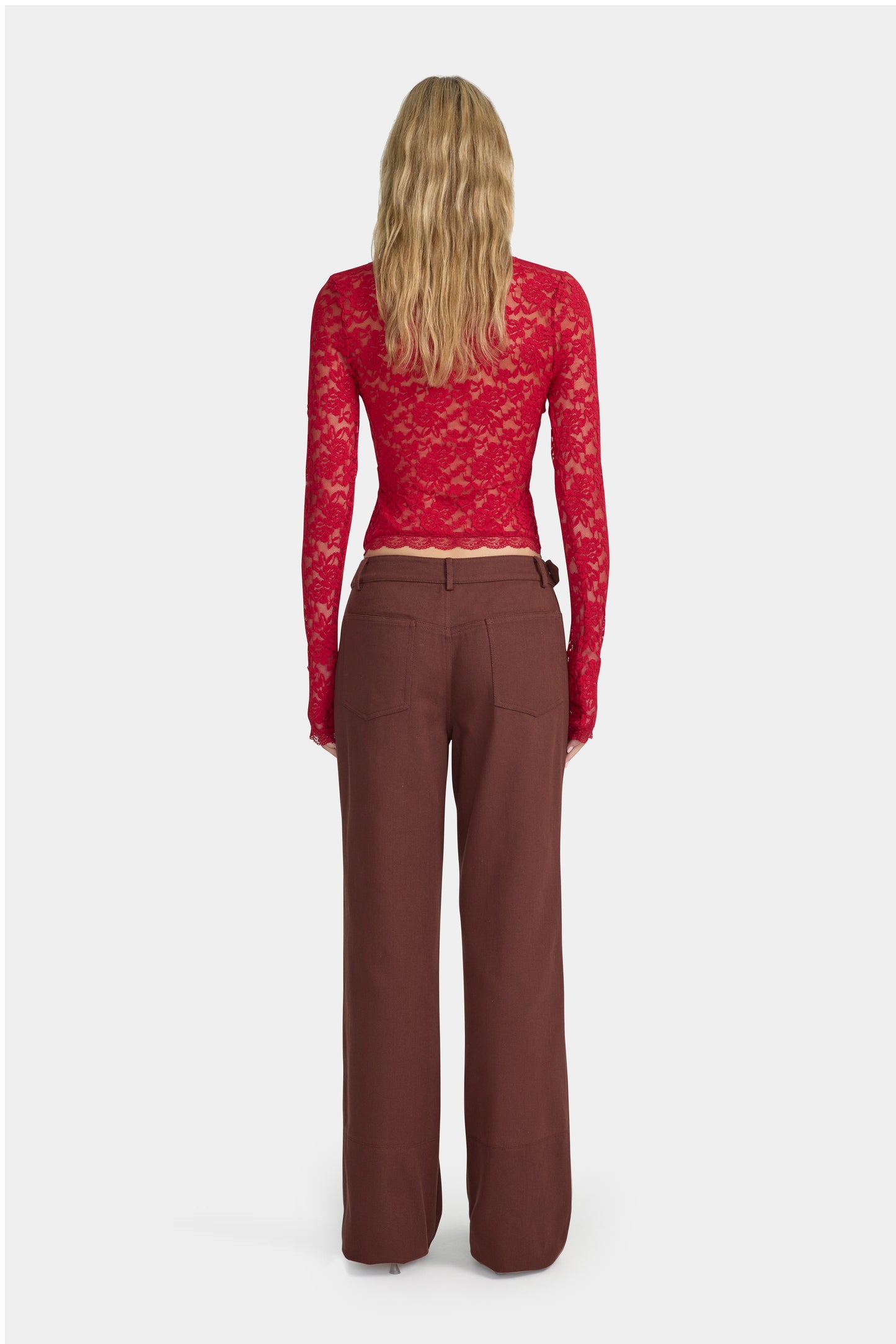 ALYSSA LACE CARDIGAN ROUJE