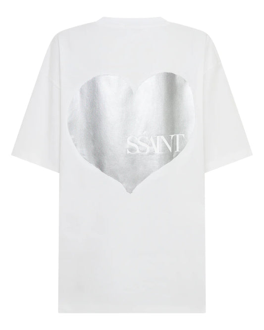 HEART TEE - WHITE & SLIVER