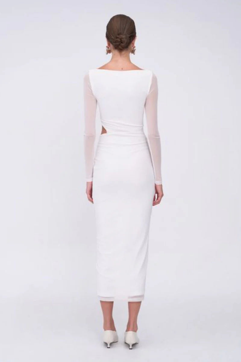 Christy Mesh Ruched Front Maxi