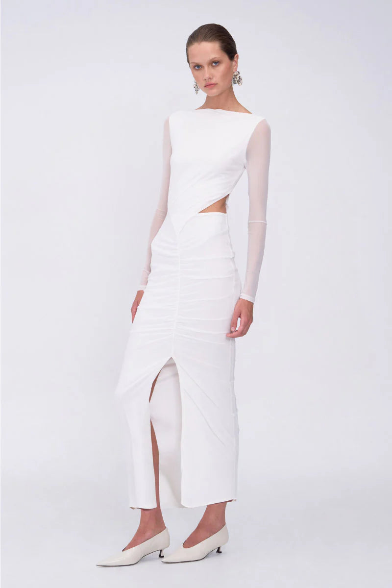 Christy Mesh Ruched Front Maxi