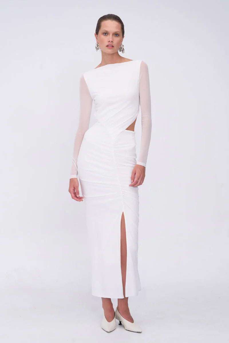 Christy Mesh Ruched Front Maxi