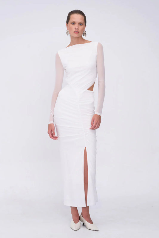 Christy Mesh Ruched Front Maxi