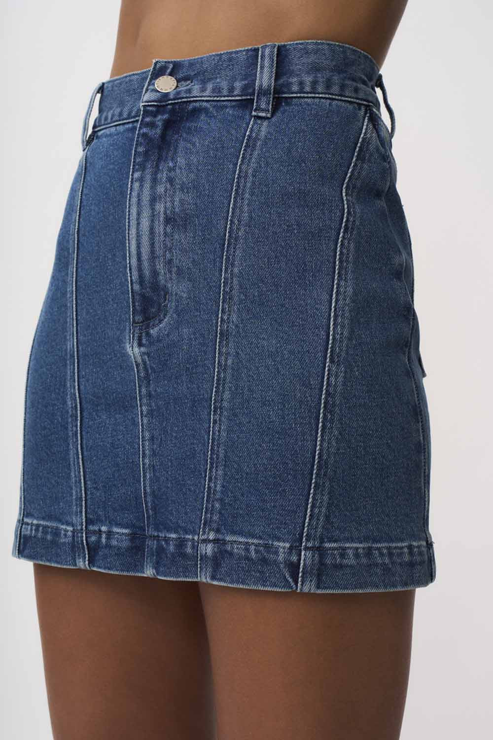 DELLA DENIM PANEL MINI SKIRT