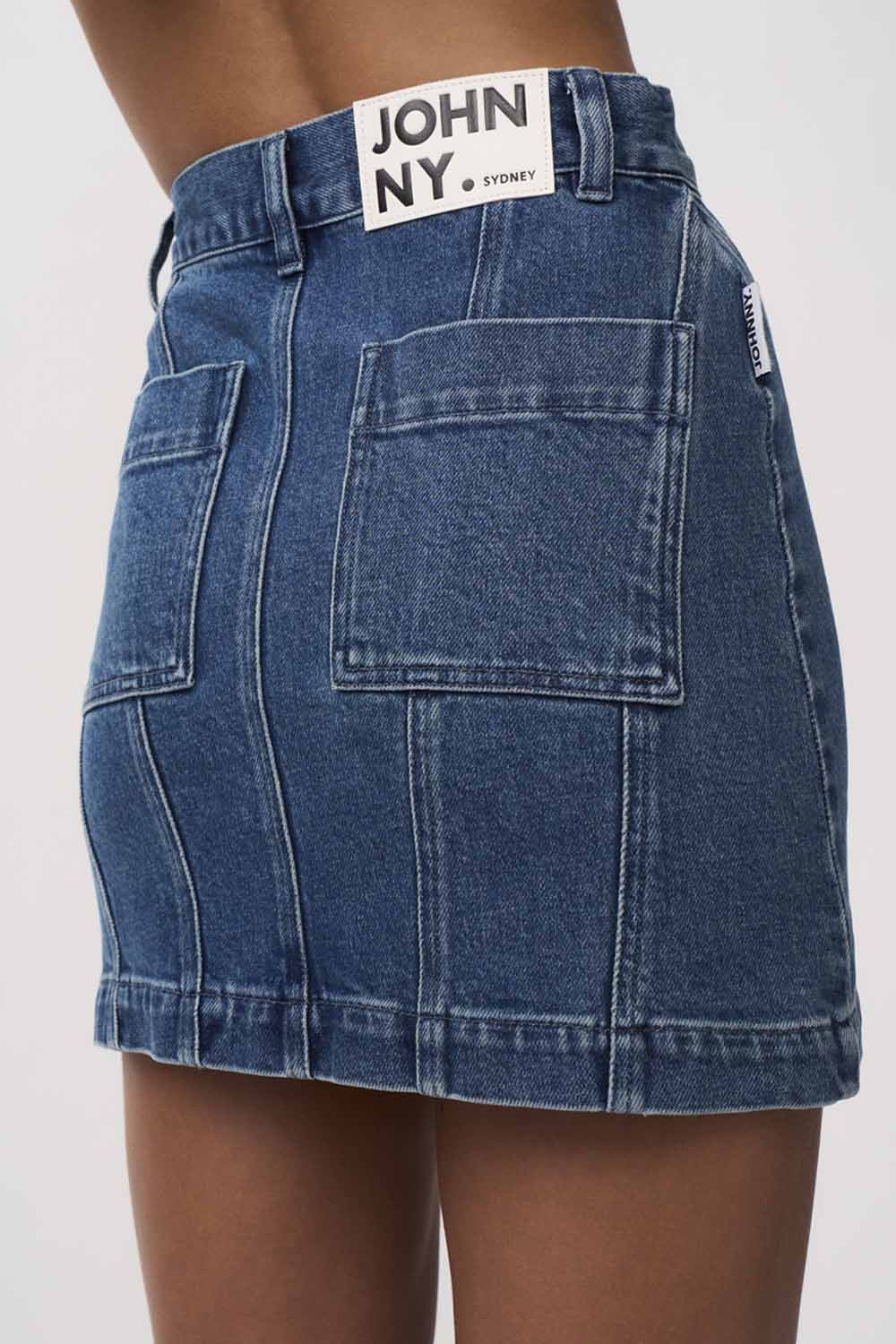 DELLA DENIM PANEL MINI SKIRT