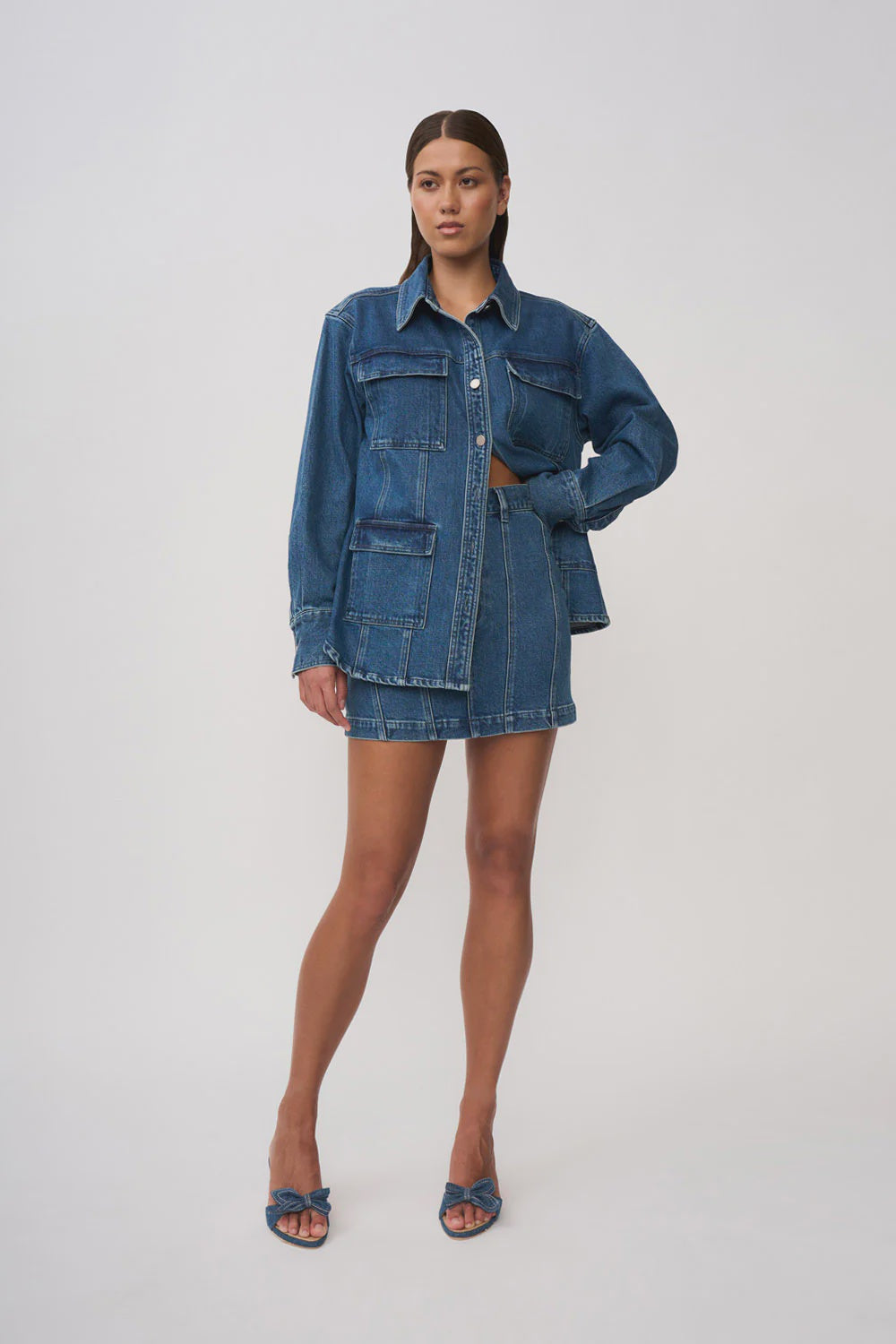 DELLA DENIM PANEL MINI SKIRT