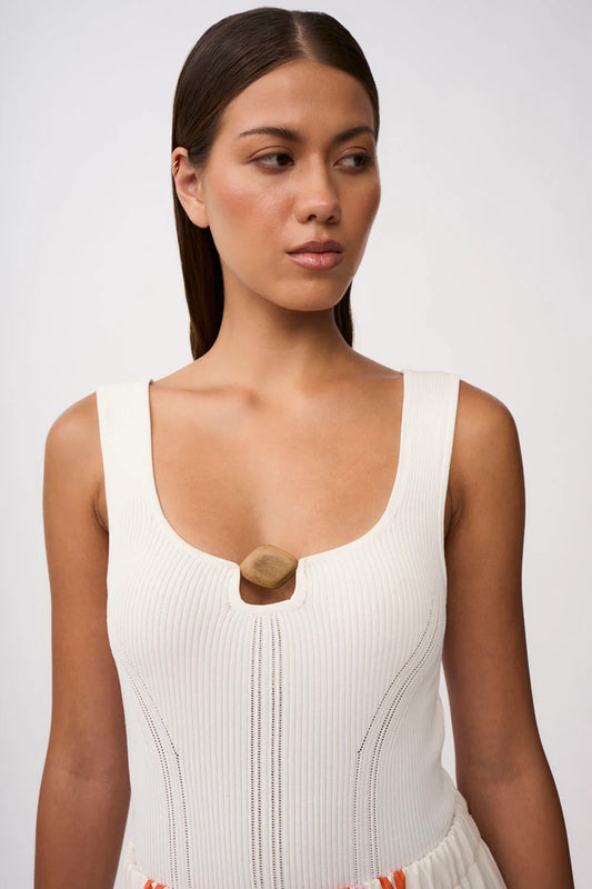 ECO BEAD KNIT TOP IVORY