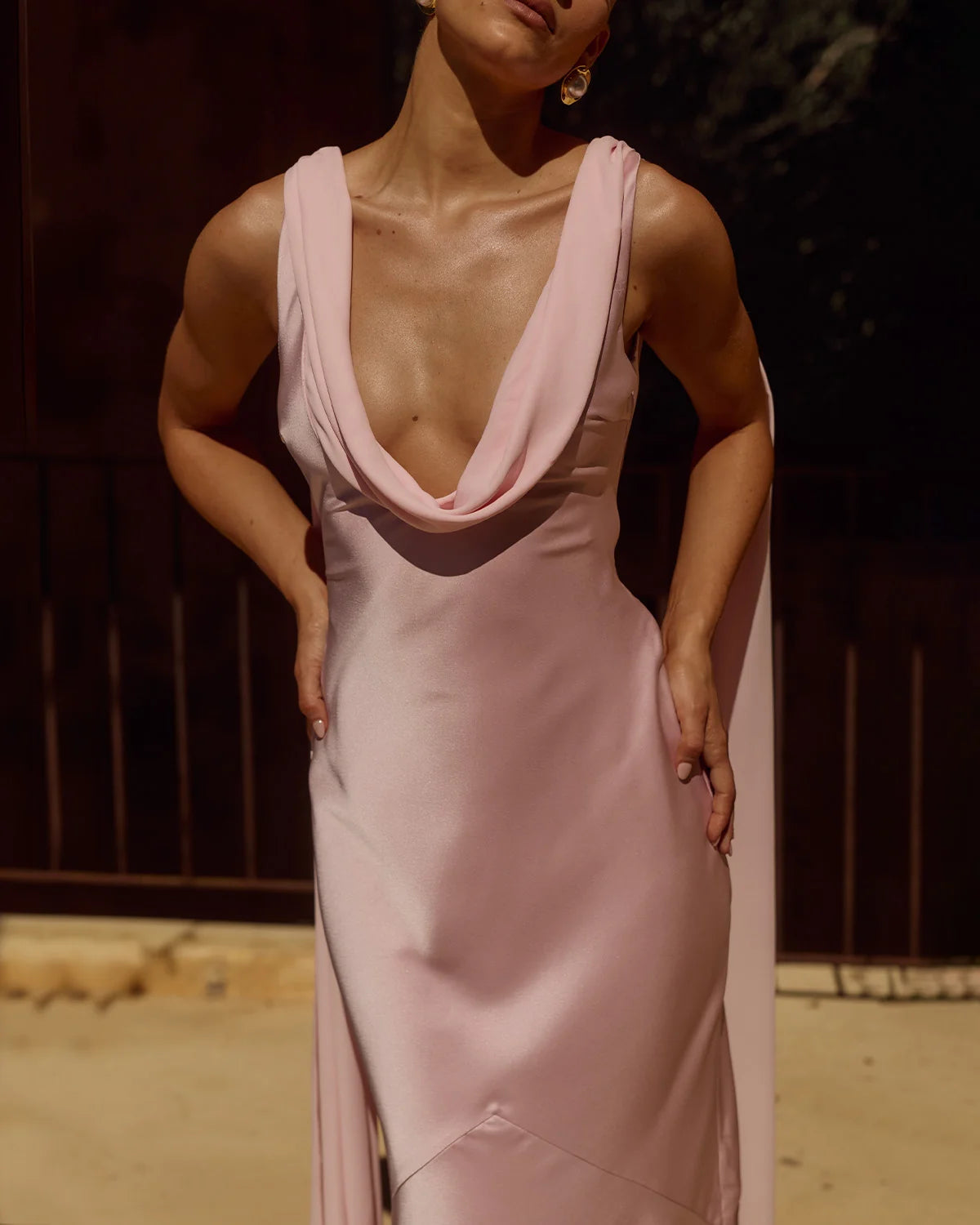 GABRIELLA COWL MAXI DRESS - PINK