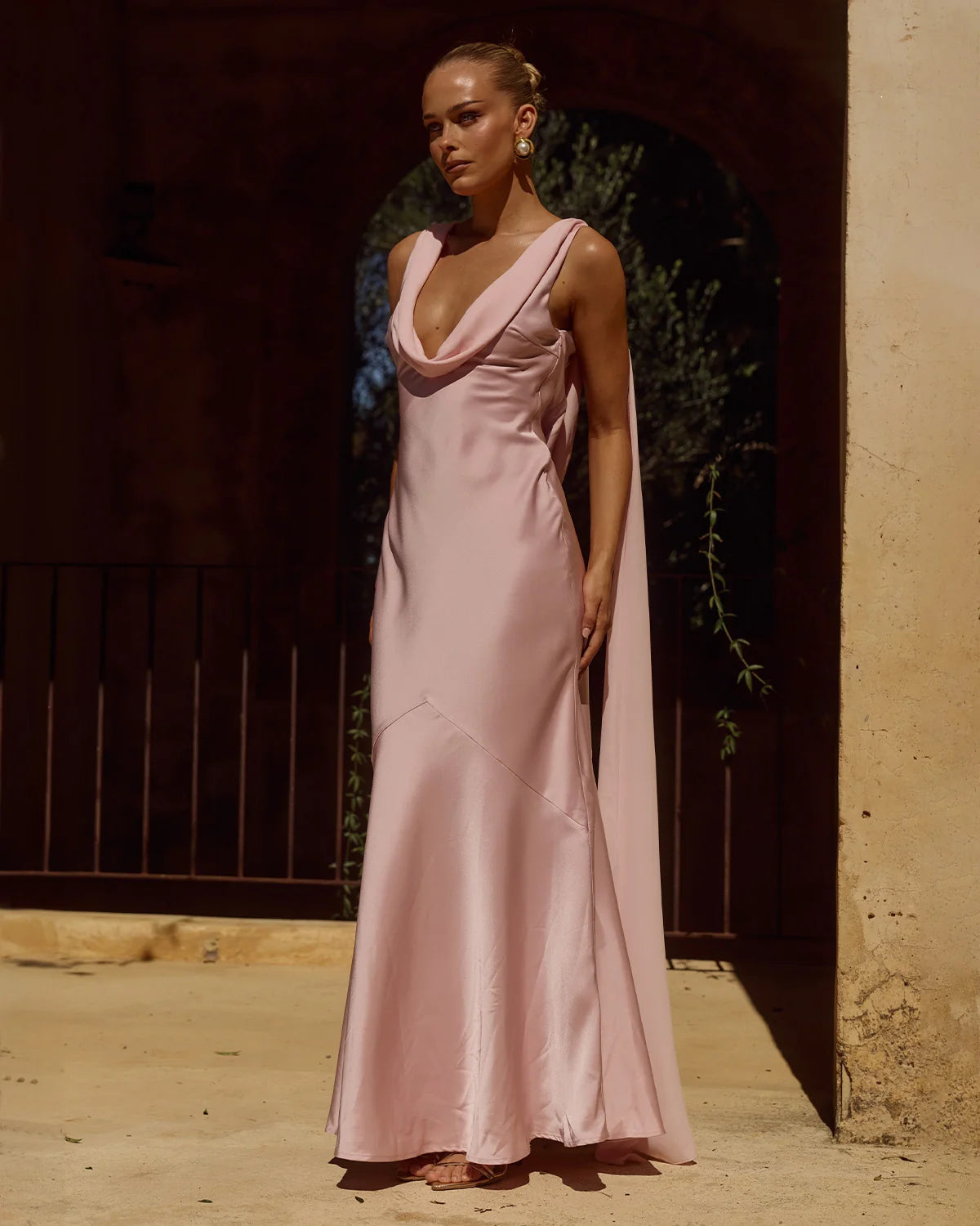 GABRIELLA COWL MAXI DRESS - PINK
