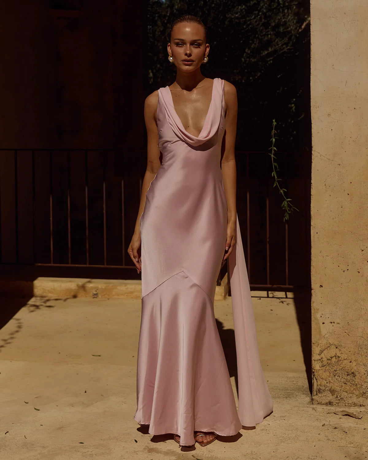 GABRIELLA COWL MAXI DRESS - PINK