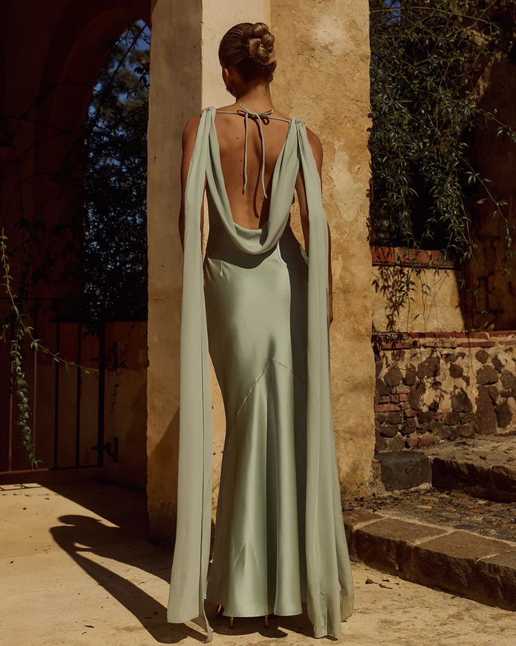 GABRIELLA COWL MAXI DRESS - SAGE