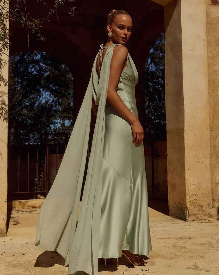 GABRIELLA COWL MAXI DRESS - SAGE