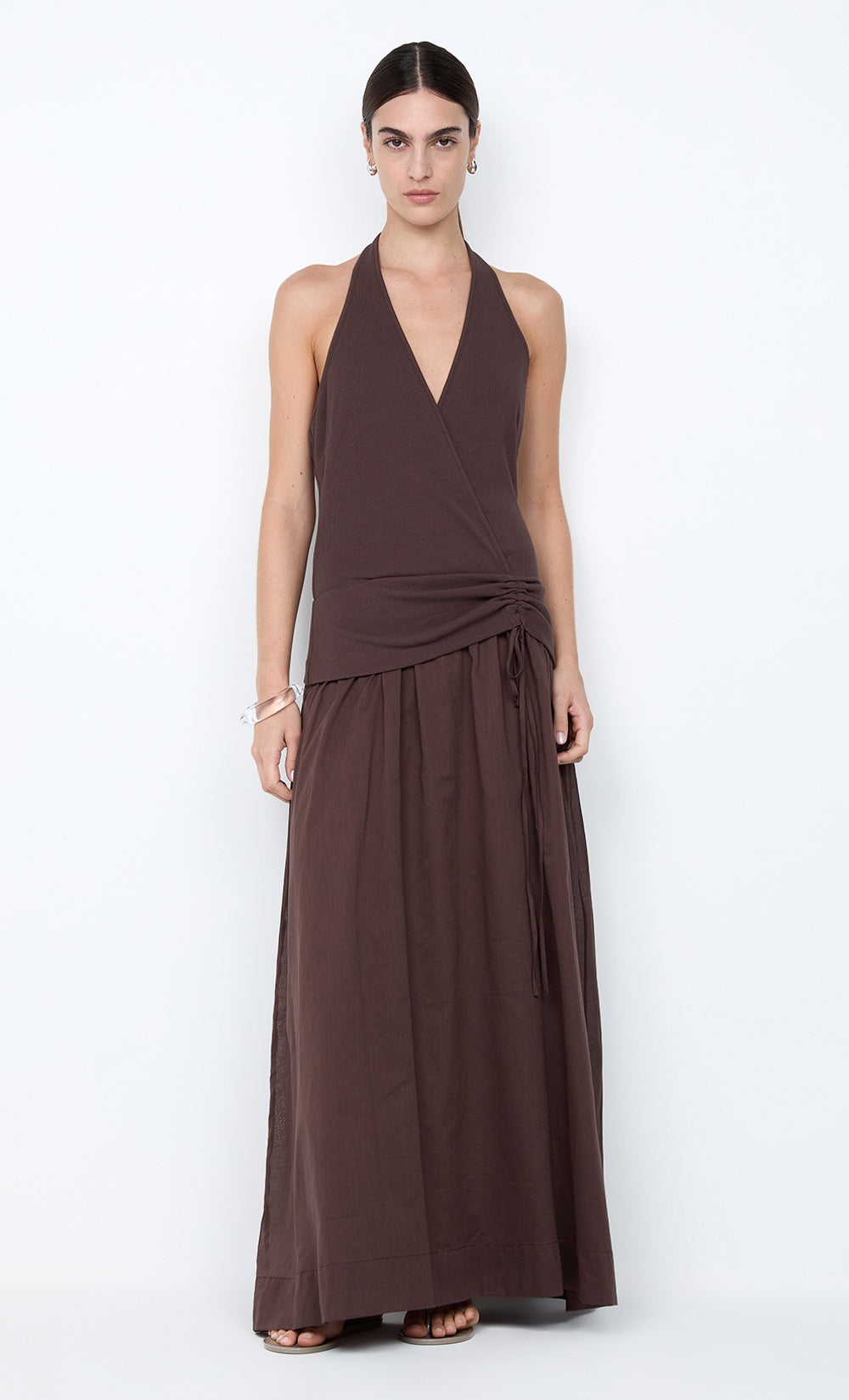 Sabrine Halter Maxi Dress - Dark Choc