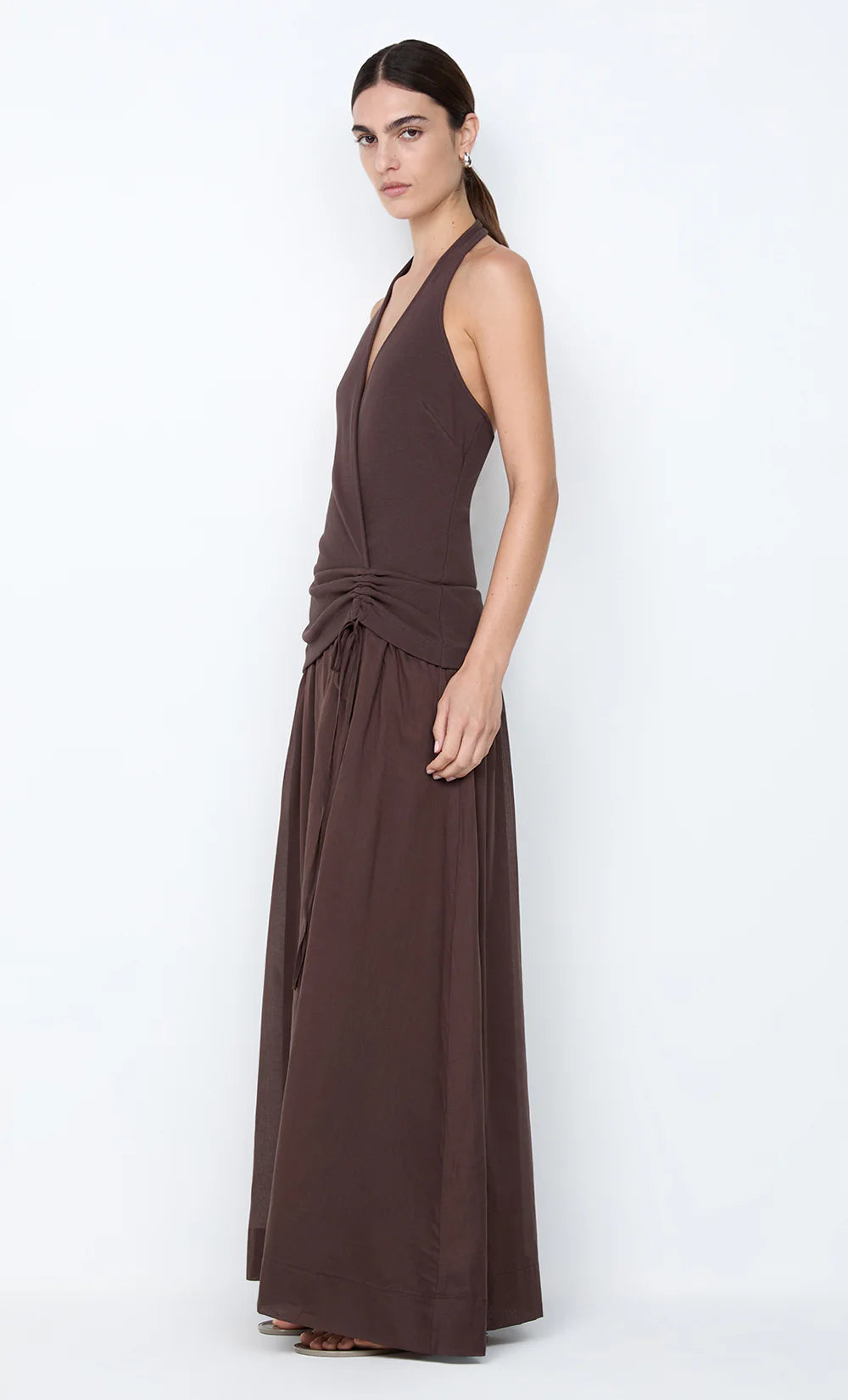 Sabrine Halter Maxi Dress - Dark Choc