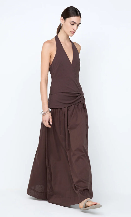 Sabrine Halter Maxi Dress - Dark Choc