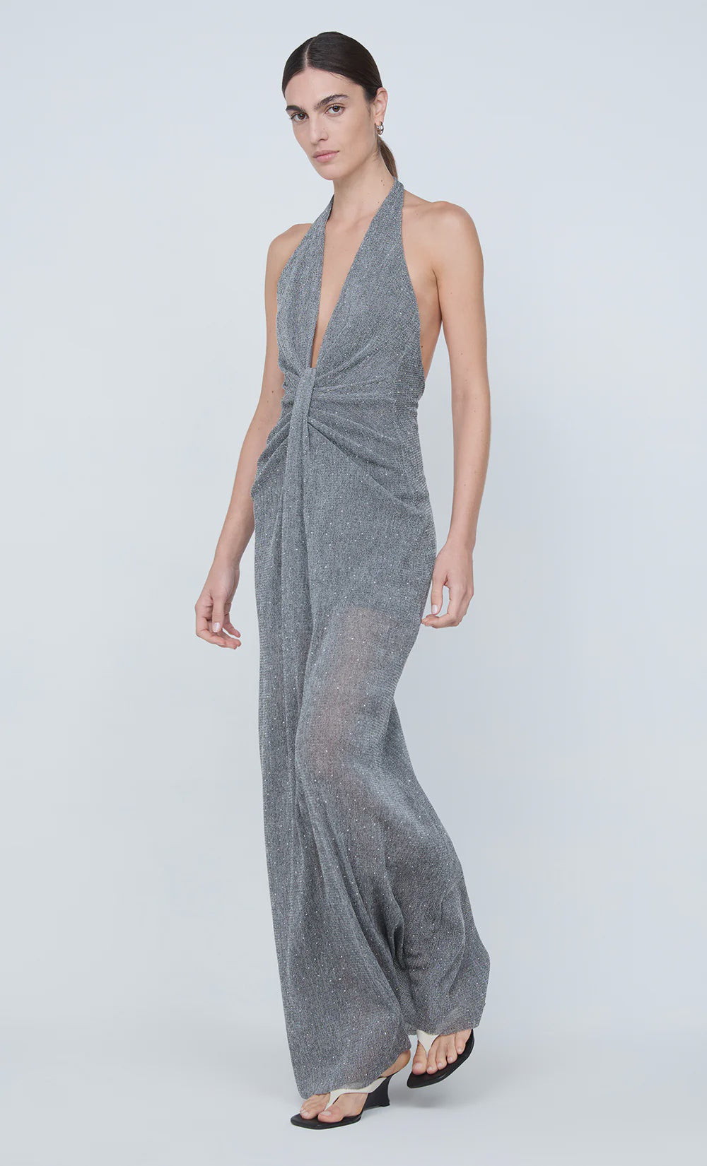 Astra Drape Maxi Dress - Chrome