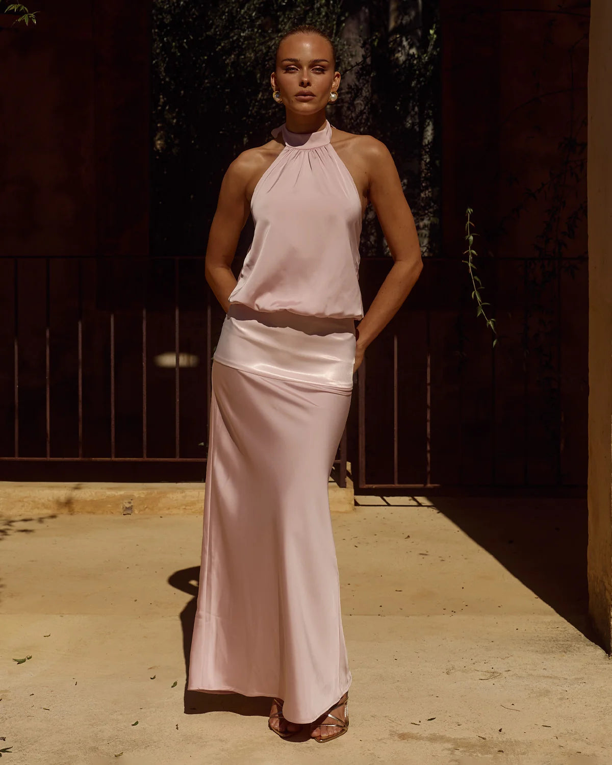 LILIETTE HALTER MAXI DRESS - PINK