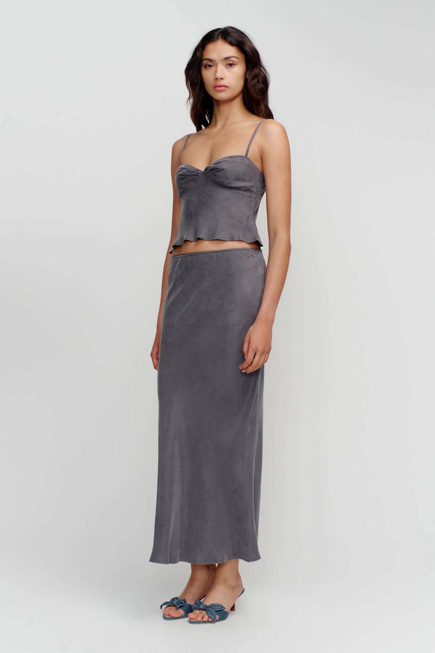 MARLI SLIP SKIRT - SLATE