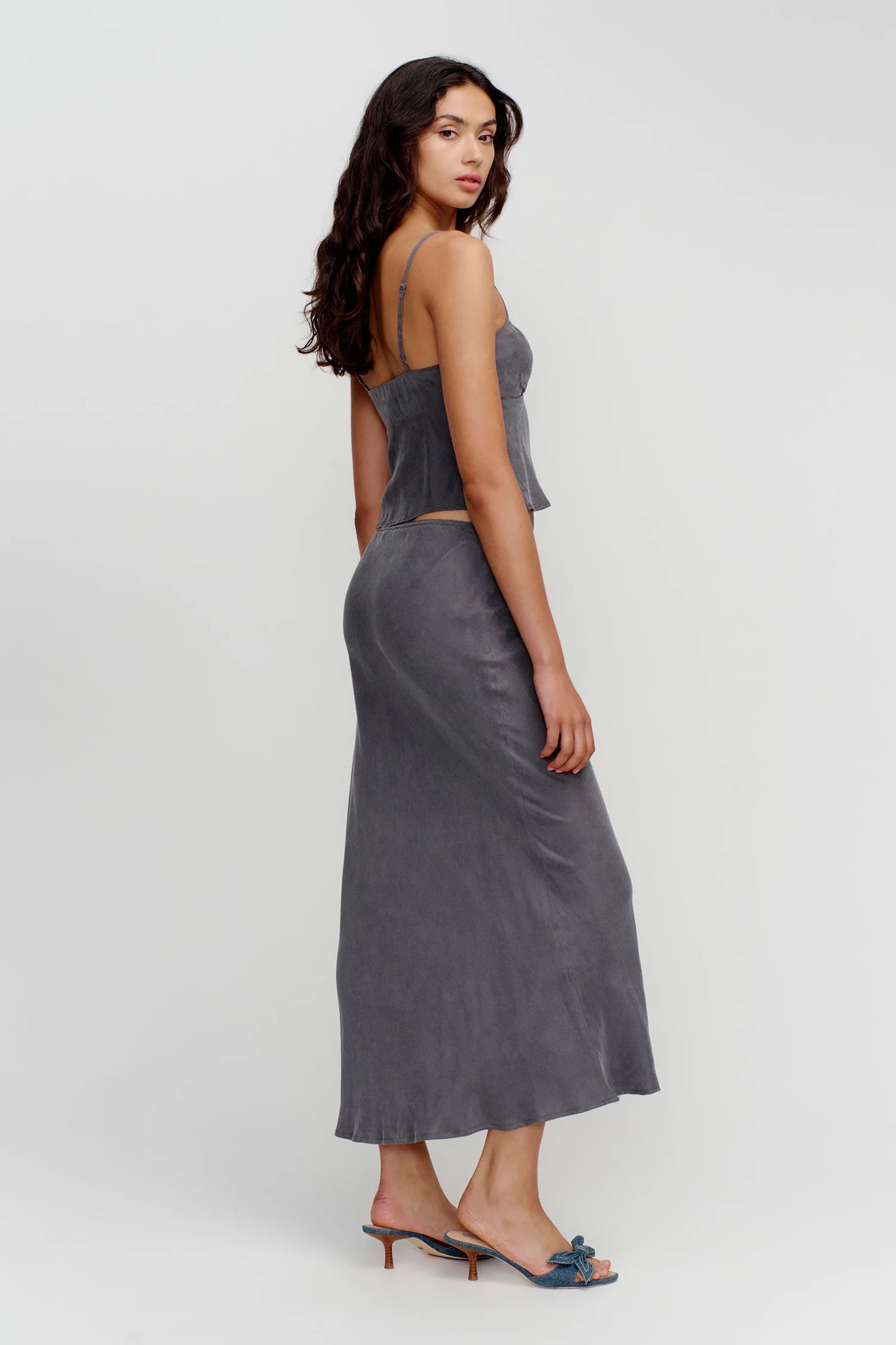 MARLI SLIP SKIRT - SLATE