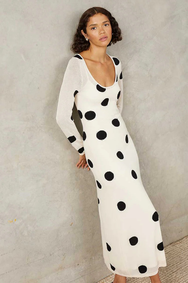 ELLIPSIS KNIT MIDI-DRESS - VANILLA BEAN SPOT