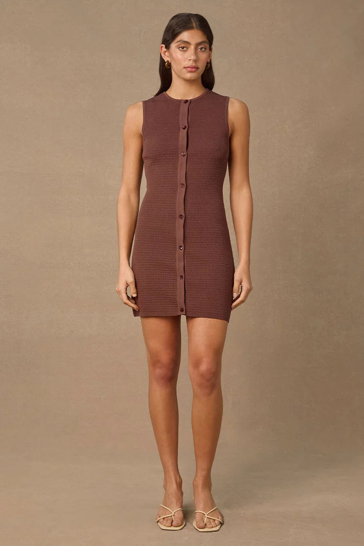 SHOAL MINI DRESS - COCOA
