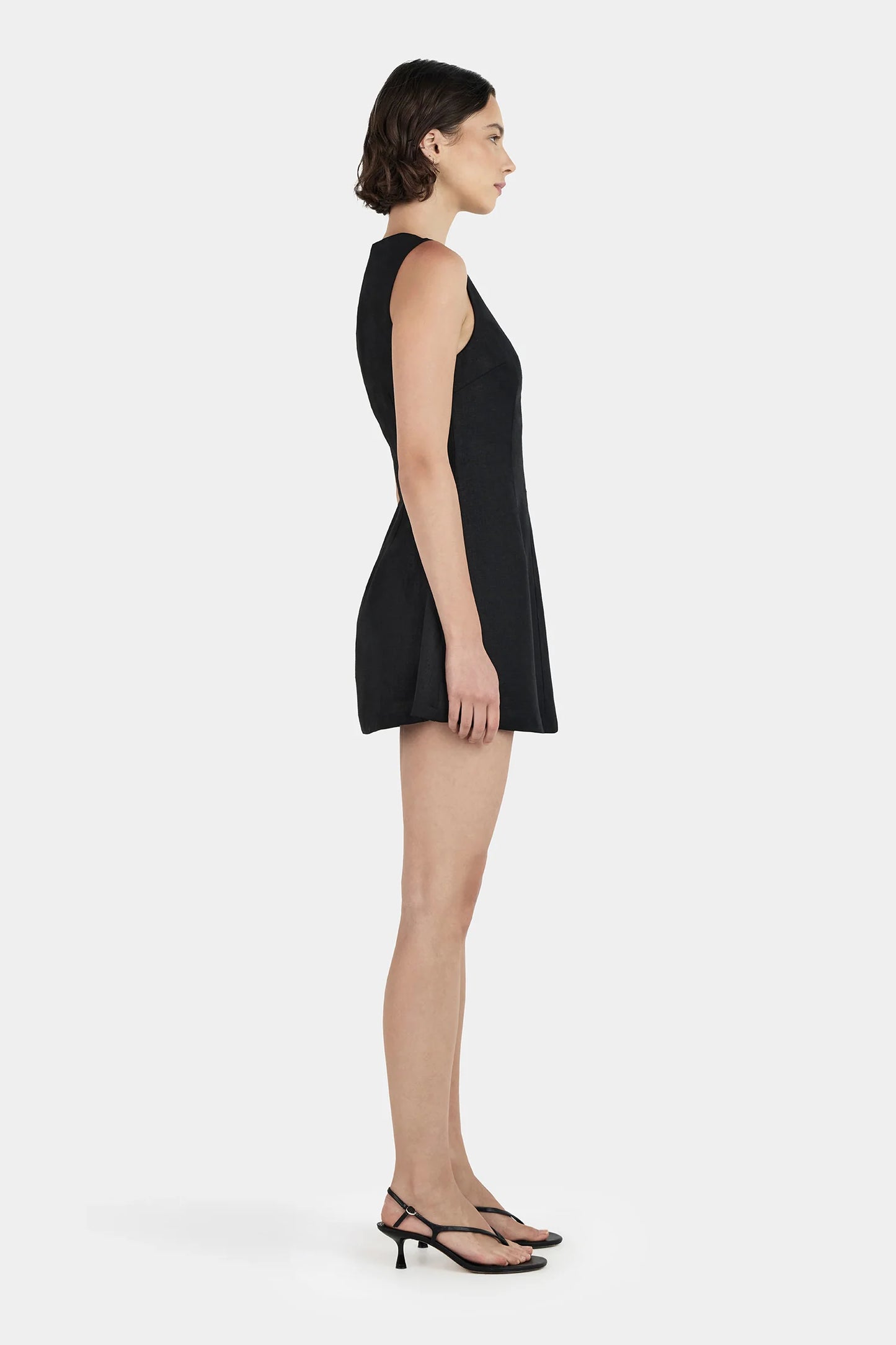 Nessa Linen Mini Dress Black