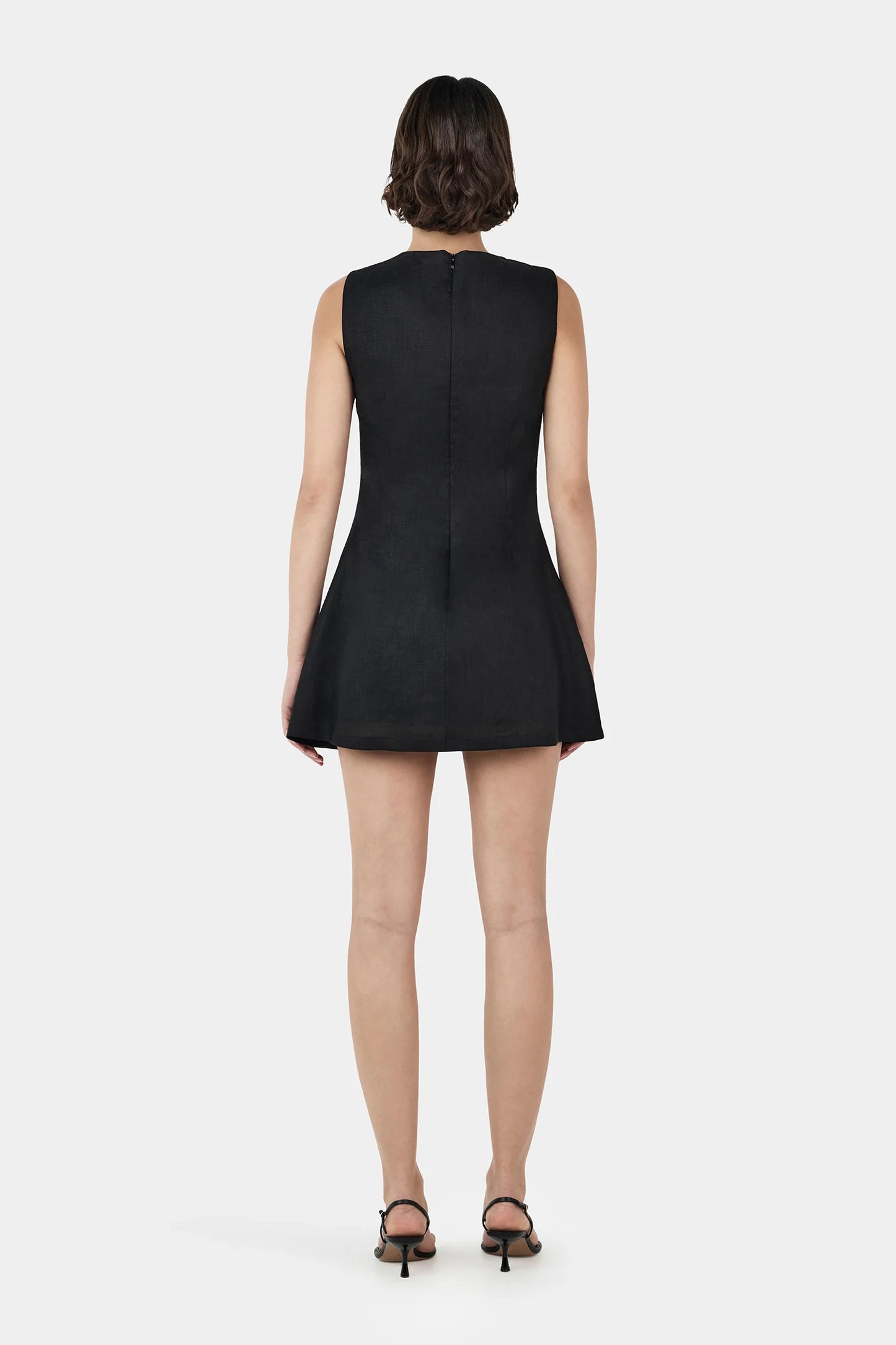 Nessa Linen Mini Dress Black
