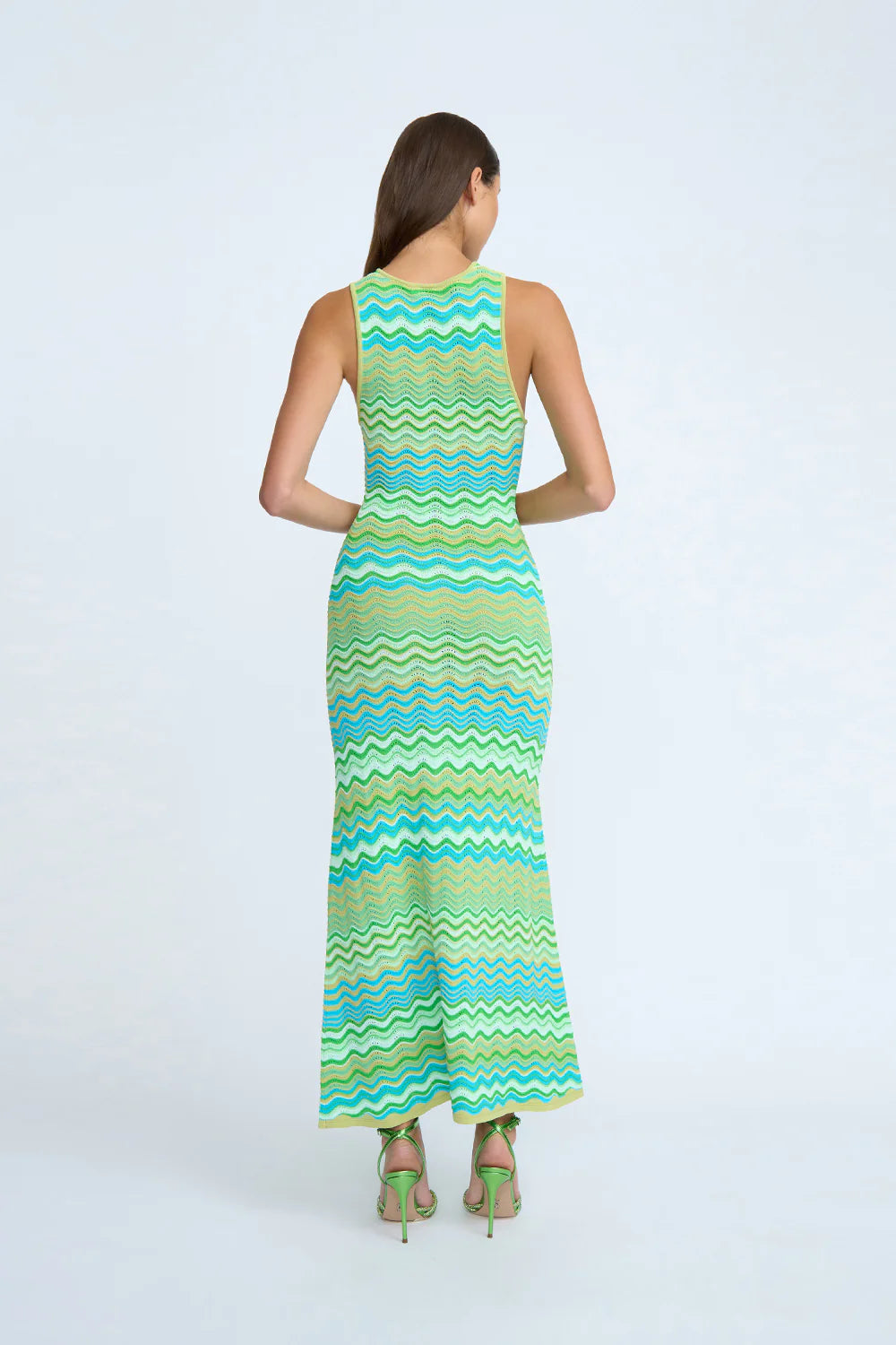 BY JOHNNY-RAYNE RIPPLE STRIPE KNIT DRESS - GREEN MULTI