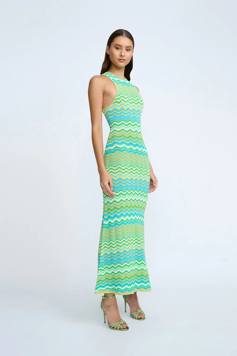 BY JOHNNY-RAYNE RIPPLE STRIPE KNIT DRESS - GREEN MULTI