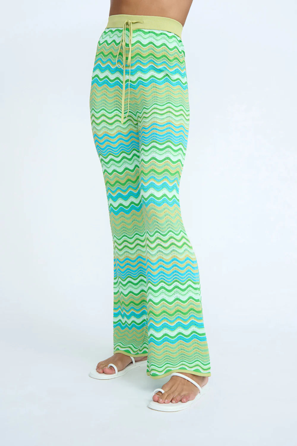 RIPPLE STRIPE KNIT PANT - GREEN MULTI