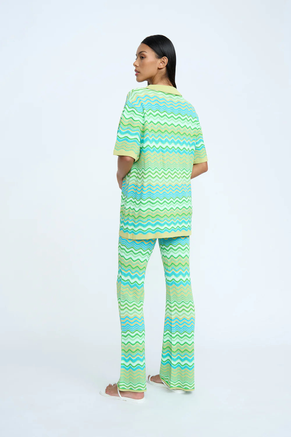 RIPPLE STRIPE KNIT PANT - GREEN MULTI