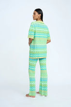 Load image into Gallery viewer, BY JOHNNY- RIPPLE STRIPE KNIT PANT - GREEN MULTI
