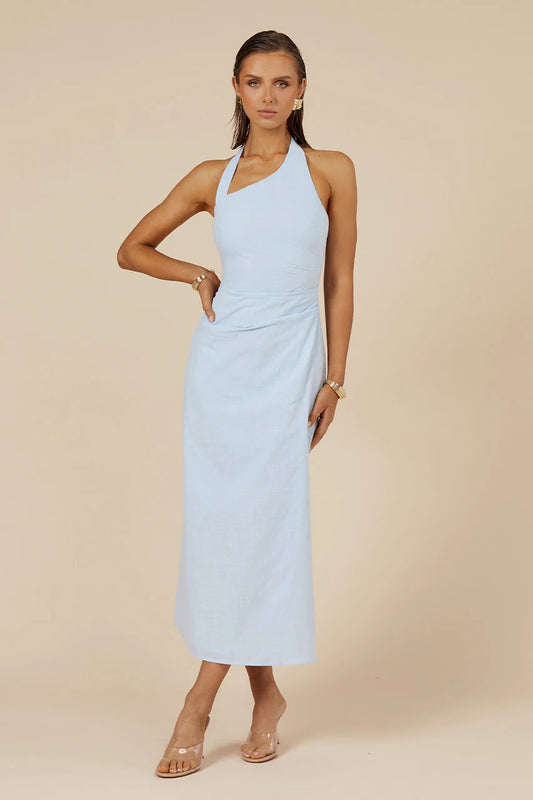 SAPHRIA LONG MIDI DRESS - ICE BLUE