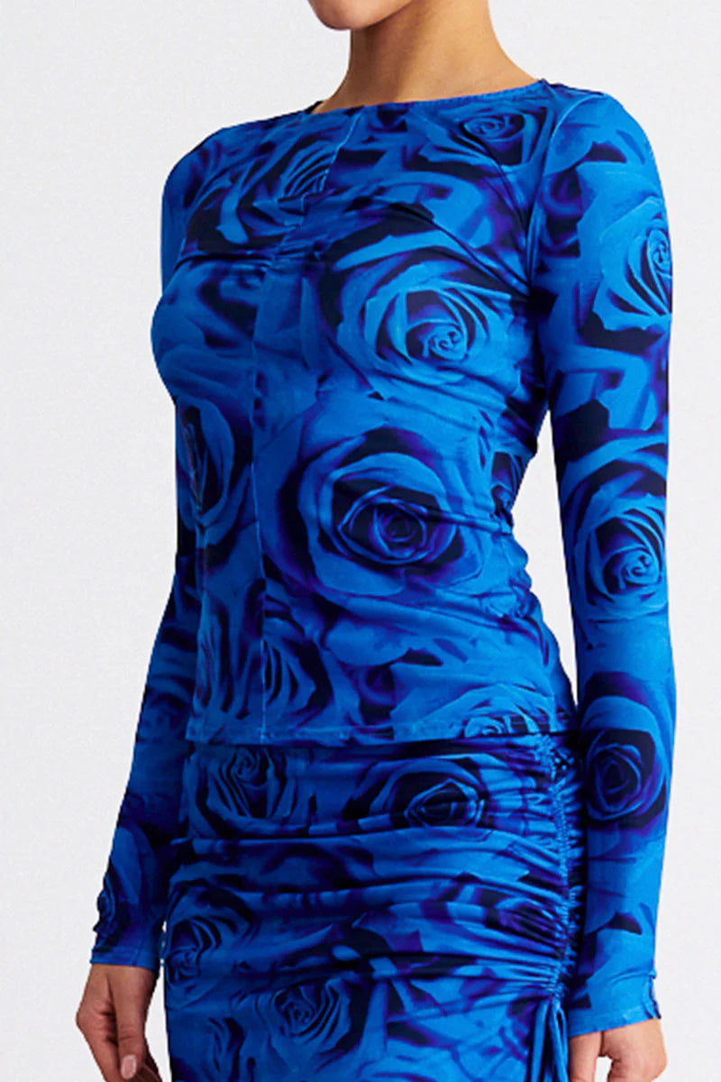 SUBOO - VERONA LONG SLEEVE TOP - BLUE ROSE